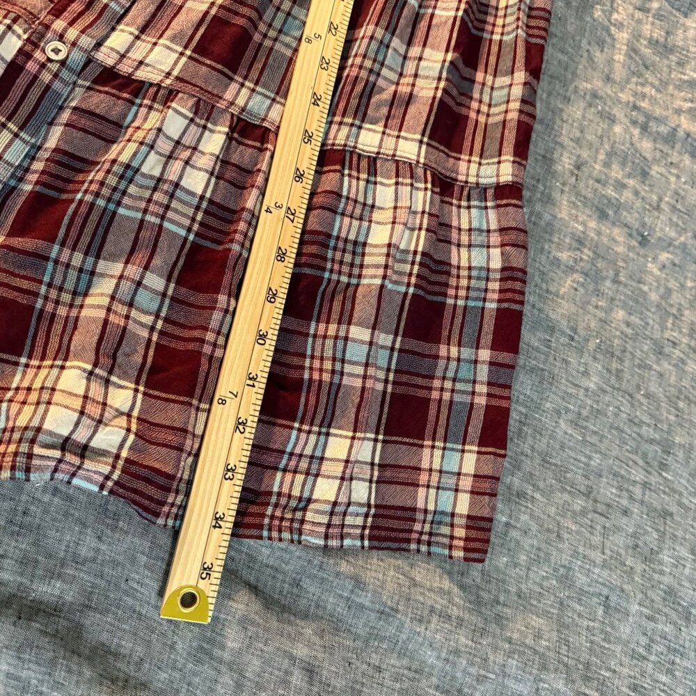 Loft Plaid Tiered Pocket Button Long Sleeve Shirt Dress 572043 Womens sz Medium - Picture 9 of 9